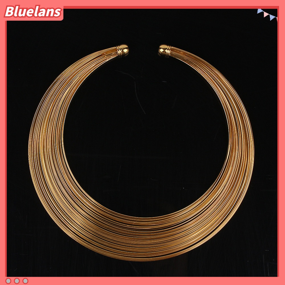 Bluelans 4 Pcs / Set Perhiasan Kalung Anting Gelang Cincin Bentuk Lingkaran Gaya Nigeria Untuk Pengantin