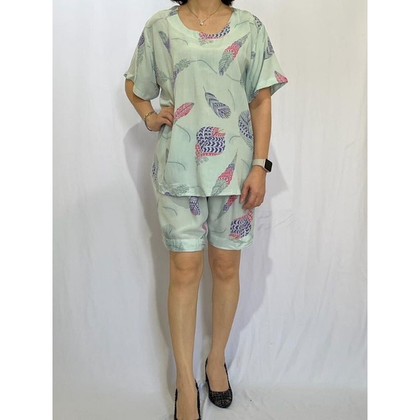 Baju tidur bahan katun rayon motif zara celana pas lutut