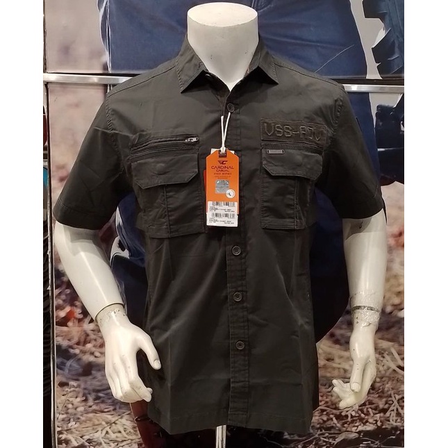 KEMEJA CARDINAL CASUAL PRIA ORIGINAL 100% LENGAN PENDEK HIJAU