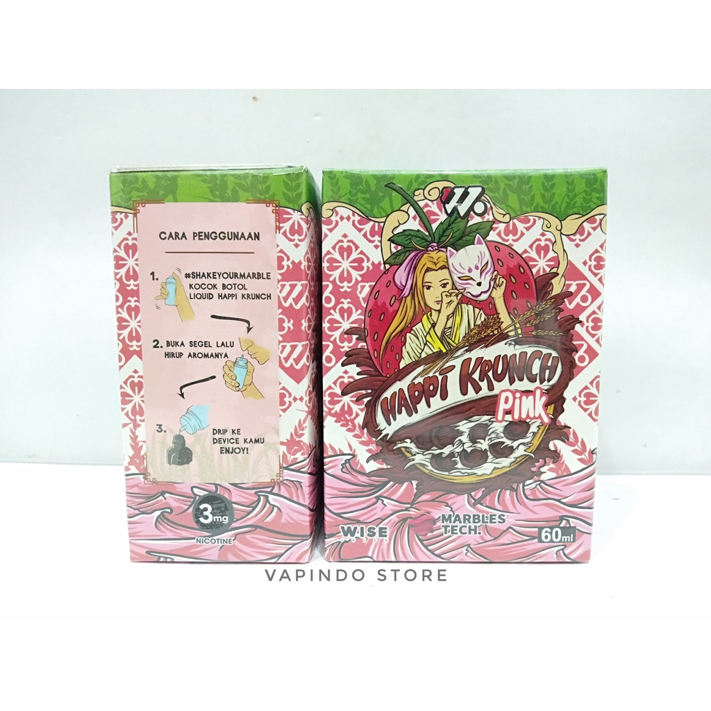 HAPPI KRUNCH V3 60ML 3MG PINK CHOCO CEREAL STRAWBERRY MILK BY WISE