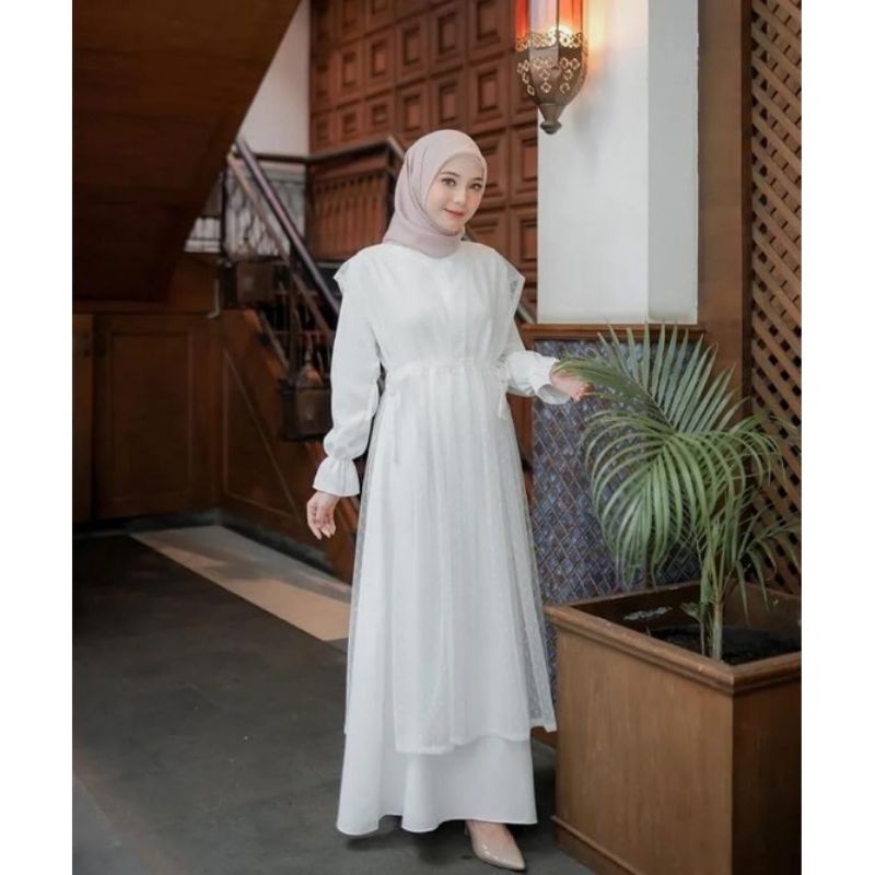 Salwa Dress Gamis Lebaran 2024 Gamis Putih Gamis Remaja Gamis OOTD Dress Simple Elegant Seragam