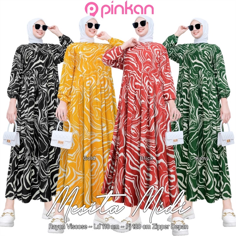 RESTOK ((COD)) // Mesita Midi // Diana#3 Midi // Midi Dress Terlariss // Midi Dres Rayon // Pinkan O