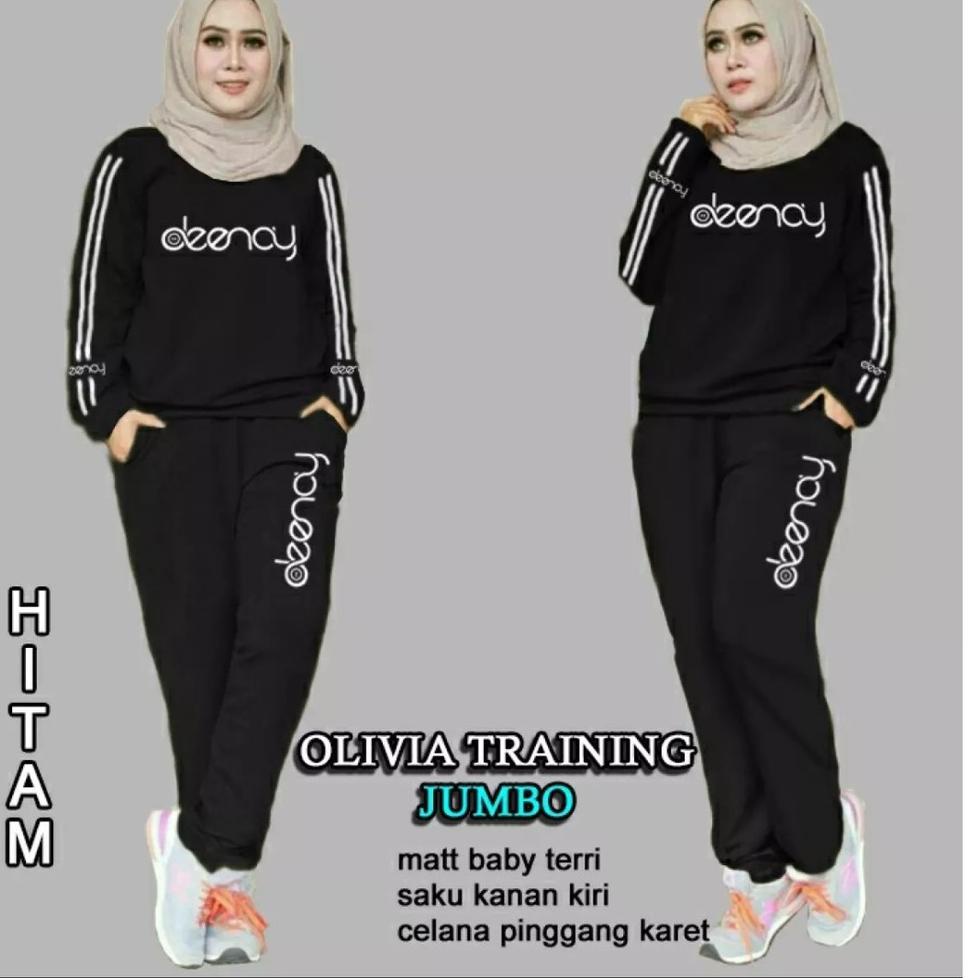 MAR TRAINING OLIVIA Pakaian SET Wanita Training Baju kaos Celana Setelan Olahraga Jumbo [TUN.31Oc22r