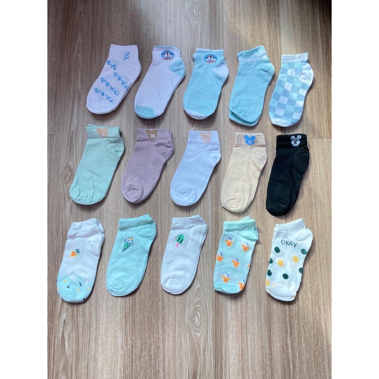 KKW01 Kaos Kaki Pendek Wanita Korea Kekinian Motif Lucu - Random Motif