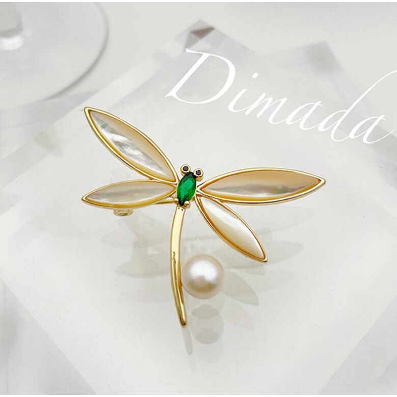 Bros Pin Bentuk Capung Aksen Mutiara Gaya Korea Untuk Wanita