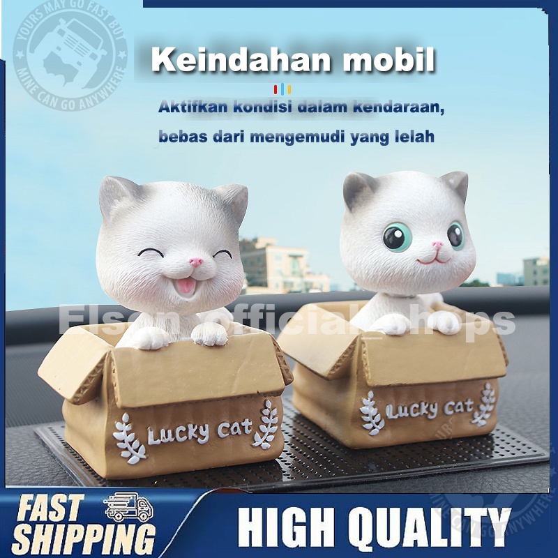 Lucu Hiasan Dashboard aksesoris Mobil/Pajangan Mobil Kucing - Baby Lucky Cat/Kucing Kardus/ Hiasan Pajangan Solar Dashboard Dasbor Mobil Kucing Lucky Cat