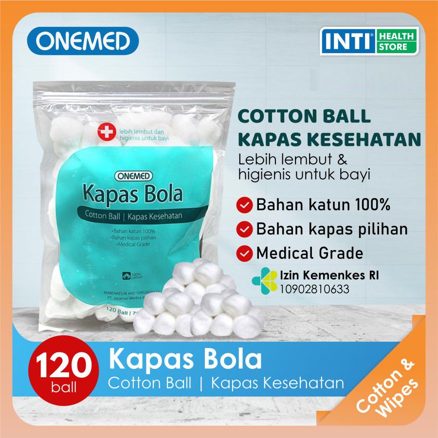 ONEMED | Kapas Bola Isi 120 Ball | Cotton Ball | Kapas Kesehatan