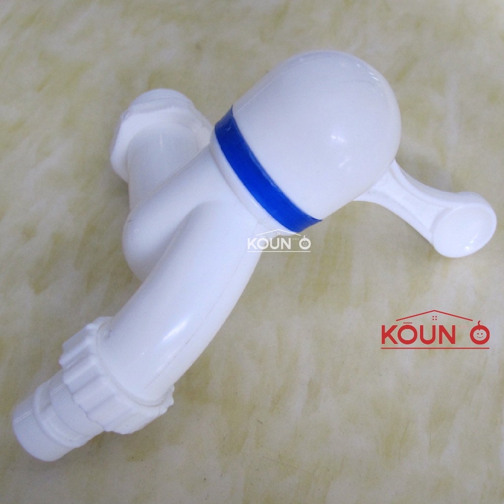 Kran Air Plastik Kamar Mandi Bahan Plastik PVC 1/2 inch Model Engkol Kran Air Cuci Piring