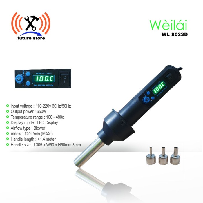 Weilai WL-8032D Digital Blower Portable Solder uap solder uap