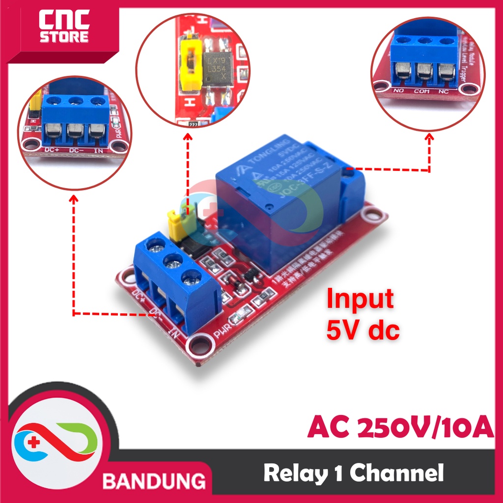 MODULE RELAY 1 CHANNEL 5V AKTIV HIGH ATAU AKTIV LOW DENGAN OPTOCOUPLER