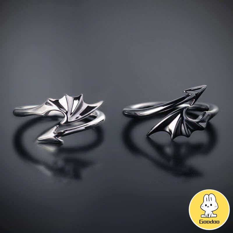 9 Tpyes Cincin Couple Korea Adjustable Sayap Malaikat Iblis Fashion Aksesoris Untuk Pasangan Rings -Doo