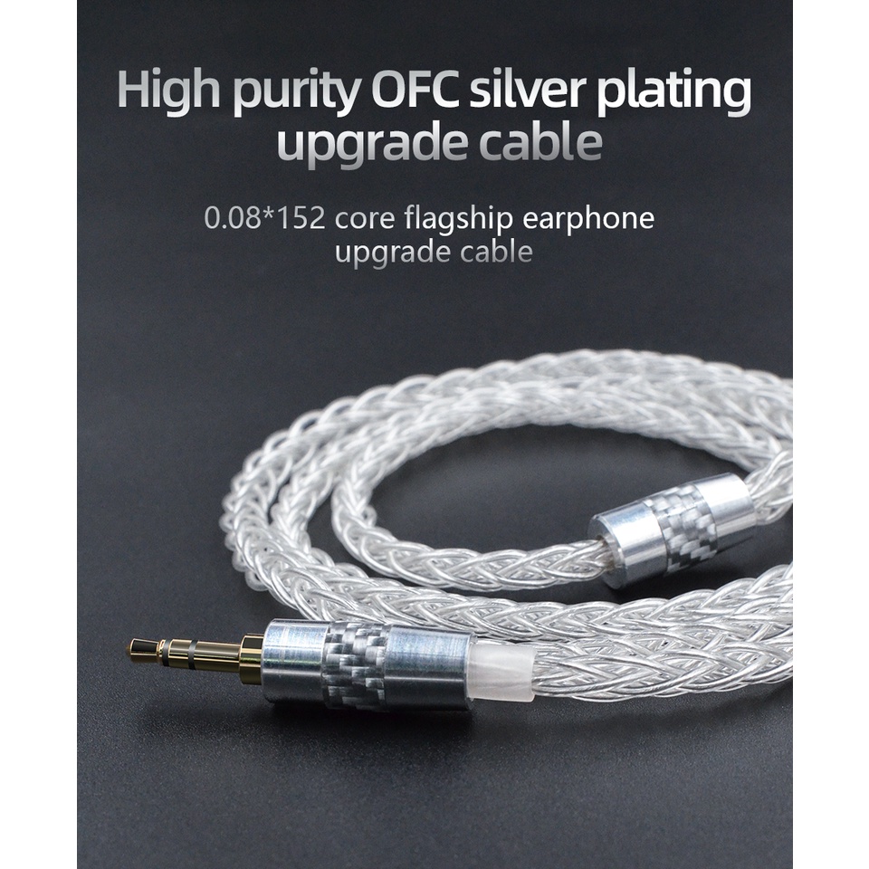 Kz Kabel Upgrade 8 Core OFC Lapis Silver Untuk Earphone KZ ZSN PRO ZSX AS12 AS16 ASX ZAX DQ6 ZS10 PRO Cca16 Can CSN