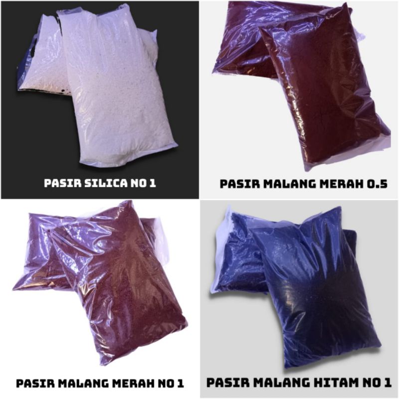 pasir malah merah, hitam, silica 1kg