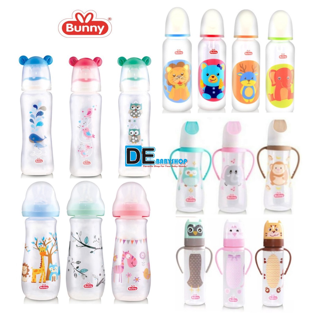 LUSTY BUNNY Botol susu bayi reguler slim neck 60ml 125ml 250ml BPA FREE/ bottle animal karakter dengan handle / gagang