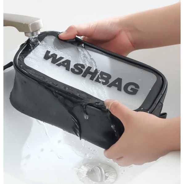 GOS Tas Kosmetik Washbag Travel Transparan Pouch Travel Make Up Bag Waterproof