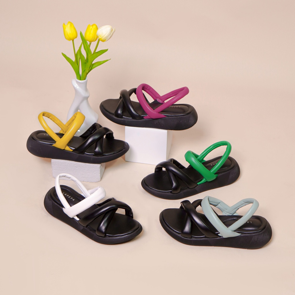 Adarastore -Lapepa VIVIAN Mix Color Sandal Wedges Kekinian Sendal Sepatu Model Tali Silang