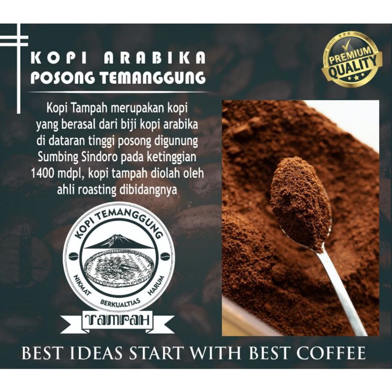 

Kopi Tampah Arabika Premium kemasan 10gr 25gr dan 50gr Asli Lembah Posong Gunung Sumbing Sindoro Temanggung