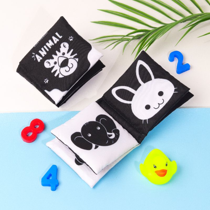 Mainan Bayi Buku Bayi Newborn Mini Kontras Hitam Putih