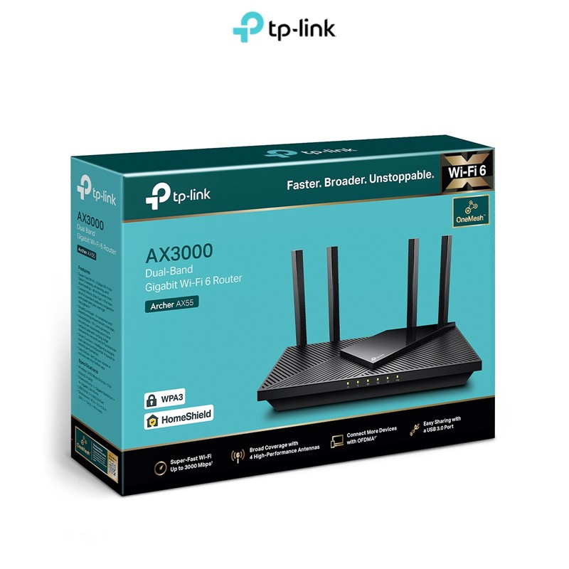 TP-LINK Archer AX55 AX3000 Dual Band Gigabit Wi-Fi 6 Router