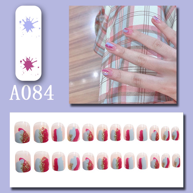 Sangat Cantik!!!Rekomendasi!!!KUKU PALSU 24pcs / set  fashion fake nail /FAKE NAIL ART 3d Tahan Air