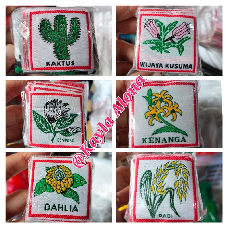 ( 1 Paket = isi 10 Bet Regu + 1 Bendera Regu ) REGU PRAMUKA Nama² BUNGA (WOVEN)