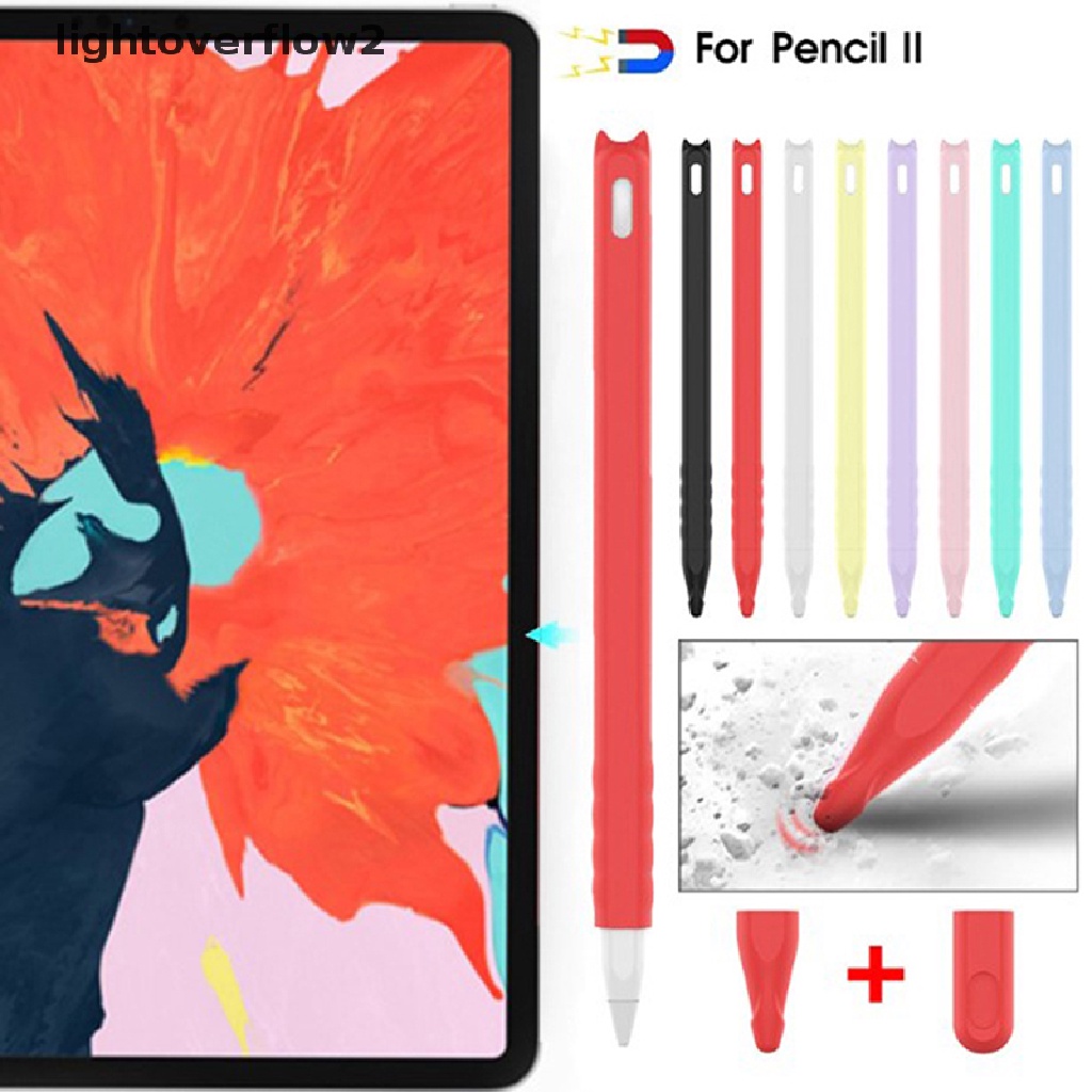 (lightoverflow2) 1 Set Cover Pelindung Bahan Silikon Untuk Apple Pencil Generasi 2
