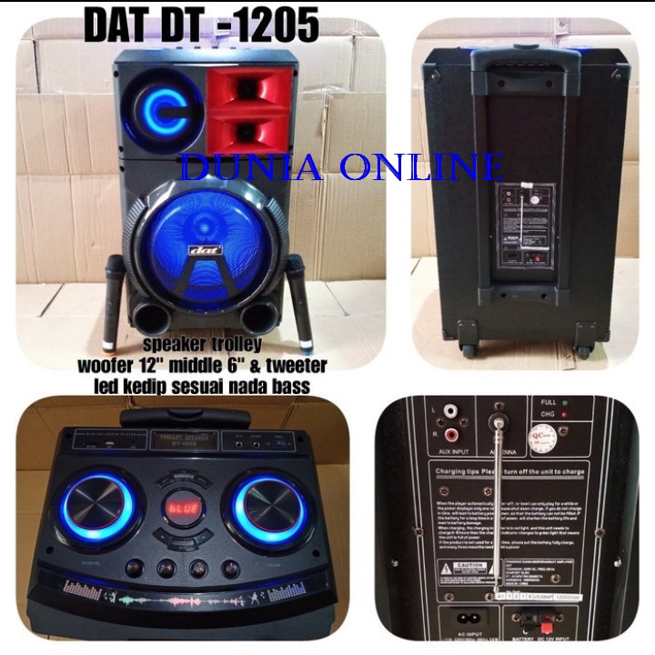 Speaker Aktif 12 Inch Trolley DAT DT 1205 Portable DAT DT1205 12 Inch