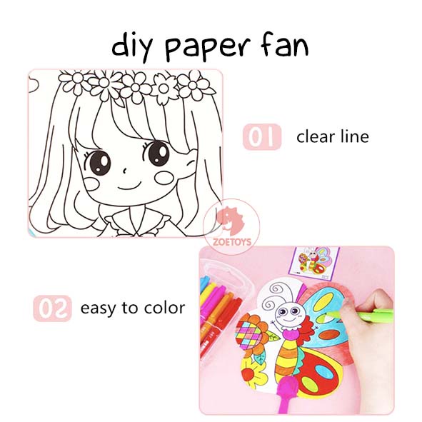 Zoetoys DIY Paper Fan Flower | Windmill Kincir Angin Mainan Mewarnai Kipas | Cari Bingkisan Hampers