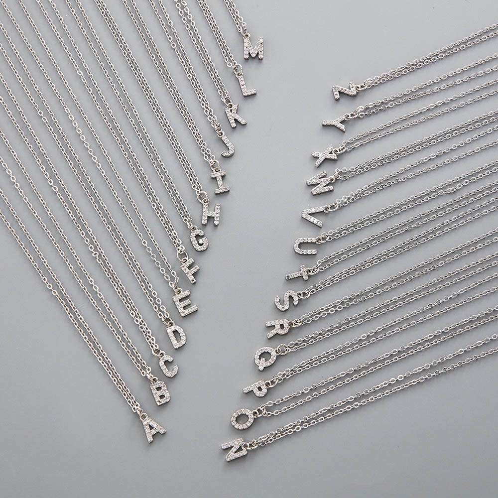 Kalung Choker Dengan Liontin Inisial Huruf Alfabet Warna Emas Untuk Wanita