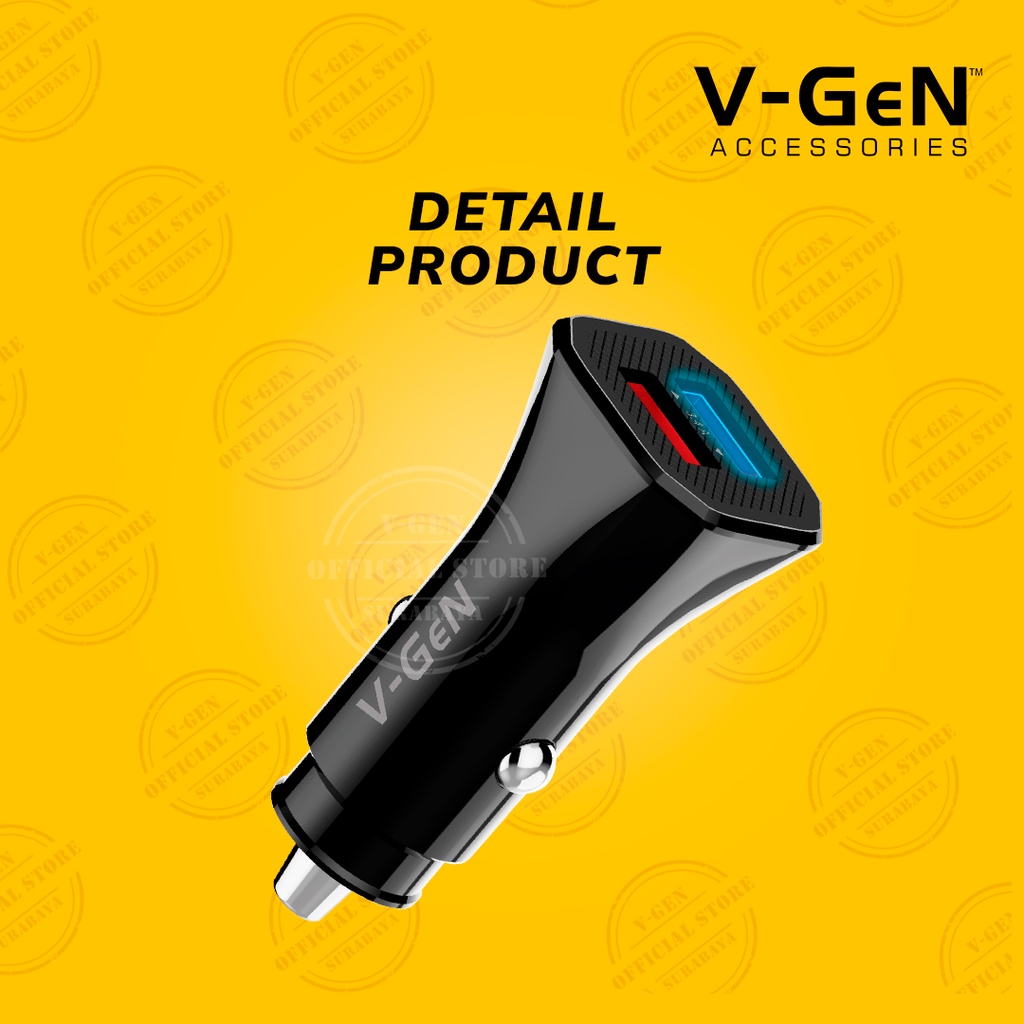 Car Charger V-GeN VCC2-24 Dual LED Port USB 3.4A Charger Mobil