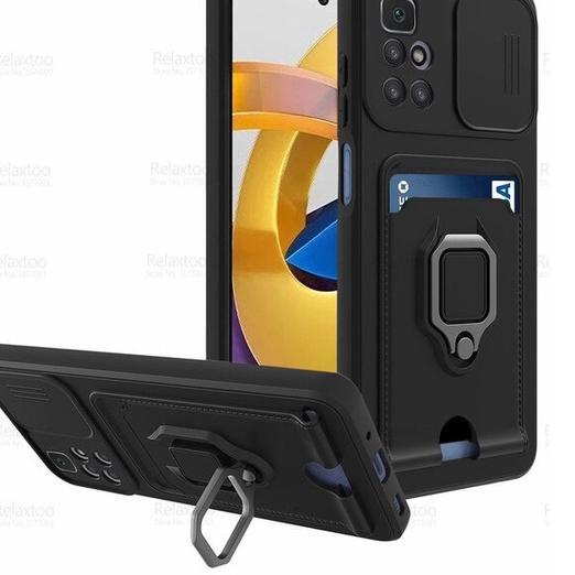 Murah Banget Case Poco M4 Pro 4G Card Slot Slide Camera Ringstand
