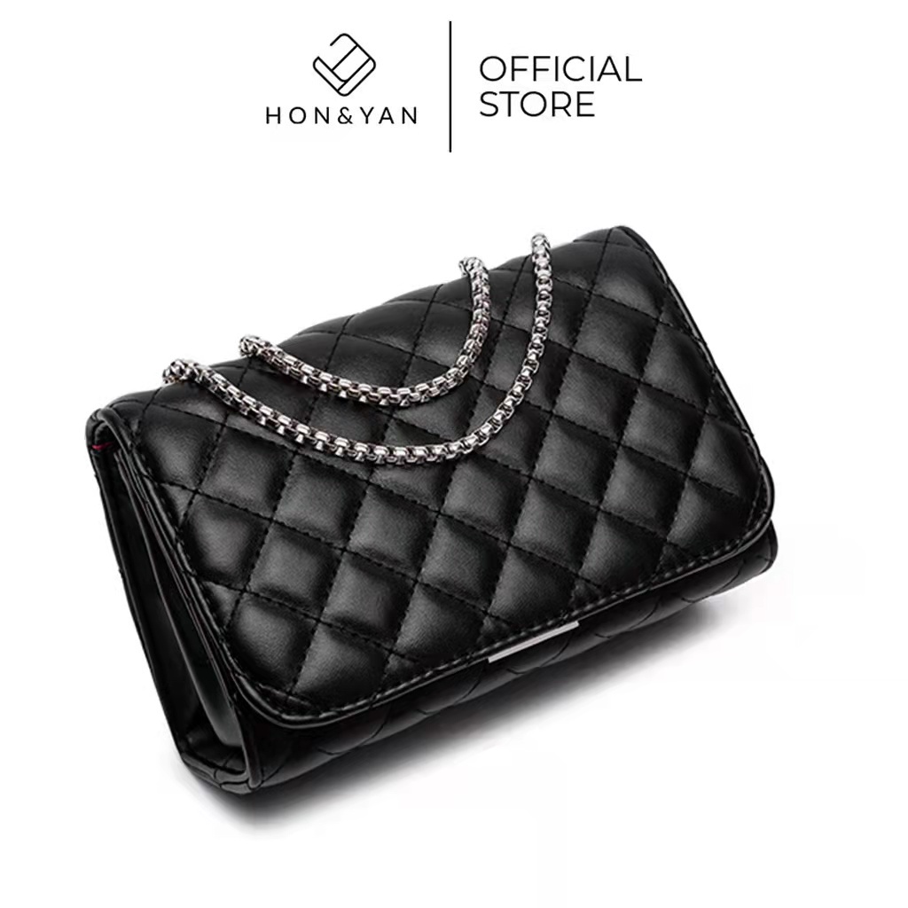 HonYan Hana Sling Bag Tas Import Wanita Selempang Sling bag Tali Rantai Quilted Korea Mini