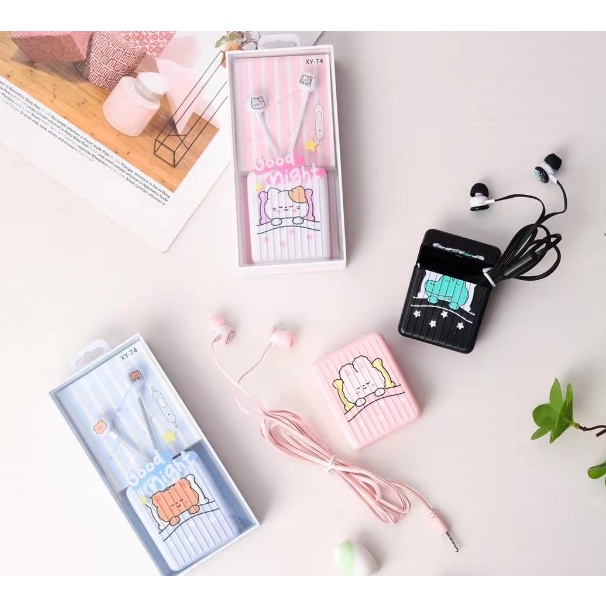 [XY-74] Headset Earphone Karakter Hewan Animal GOOD NIGHT / Wadah Earphone Kartun Animal Tidur Lucu
