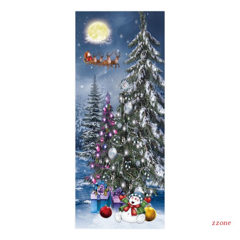 Zzz 2pcs / set Stiker Dinding / Pintu / Kulkas Anti Air Motif Pohon Natal