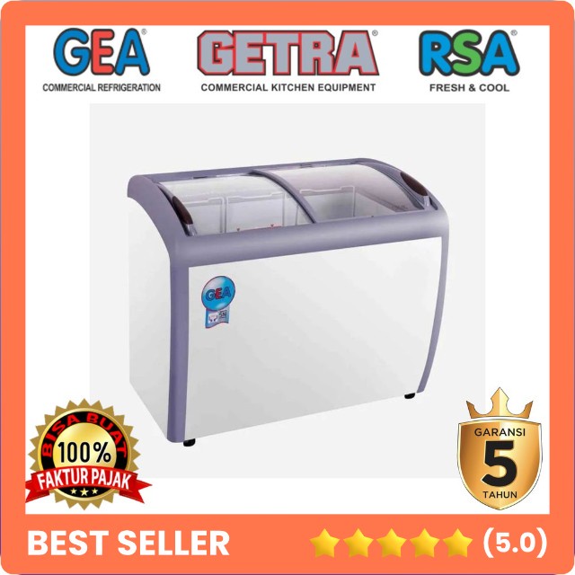JUAL FREEZER GEA SD-260BY SLIDING CURVE GLASS FREEZER ES KRIM KACA CEMBUNG GESER TOKO MESIN SEMARANG