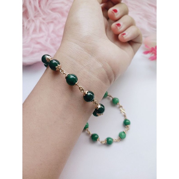 Gelang Giok Rantai SWASA ANTI LUNTUR Cantik  Premium HANDMADE