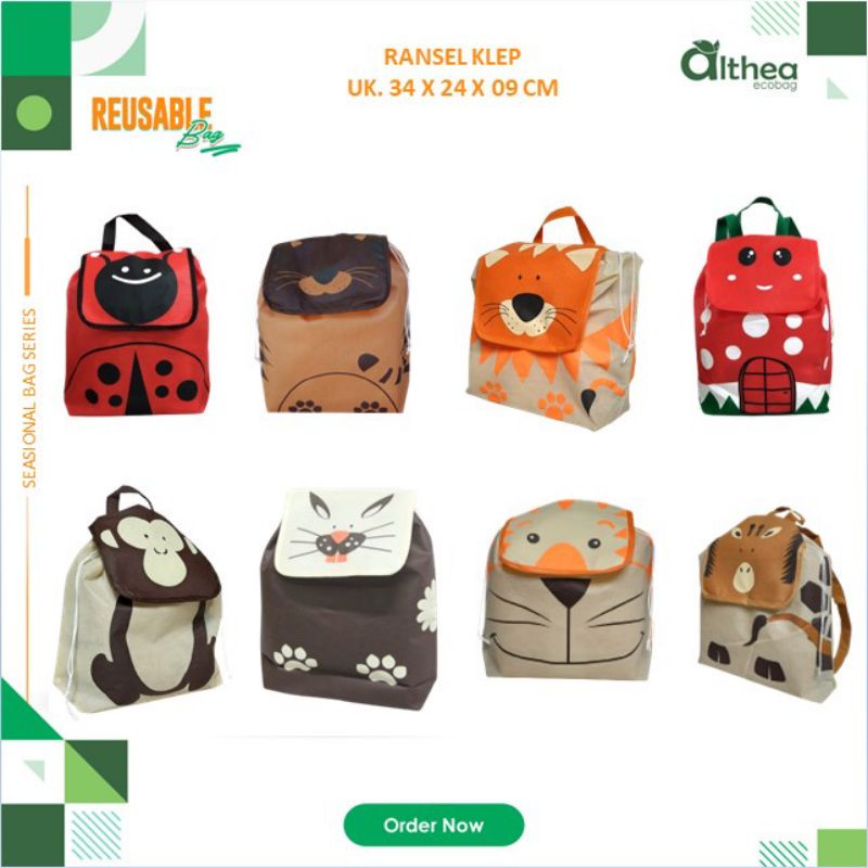 

Goodie bag Birthday Tas Souvenir Ulang Tahun Anak Tas ransel serut motif hewan