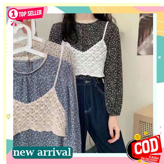 Pakaian Baju Sabrina Kelly Atasan Baju Fashion Baju Atasan Wanita Casual Murah [Giselle]Dapat Rompi 
