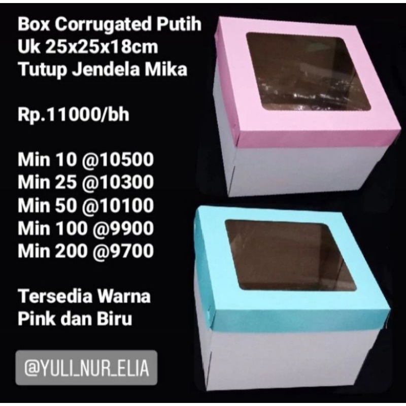 

Box Corrugated Putih Uk 25x25x18cm Tutup Jendela Mika