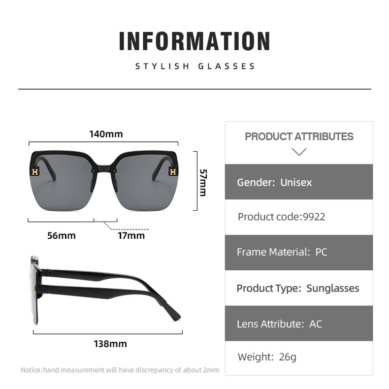 Kacamata Hitam Tanpa Bingkai Bentuk Persegi Untuk Pria Dan Wanita/ Anti UV