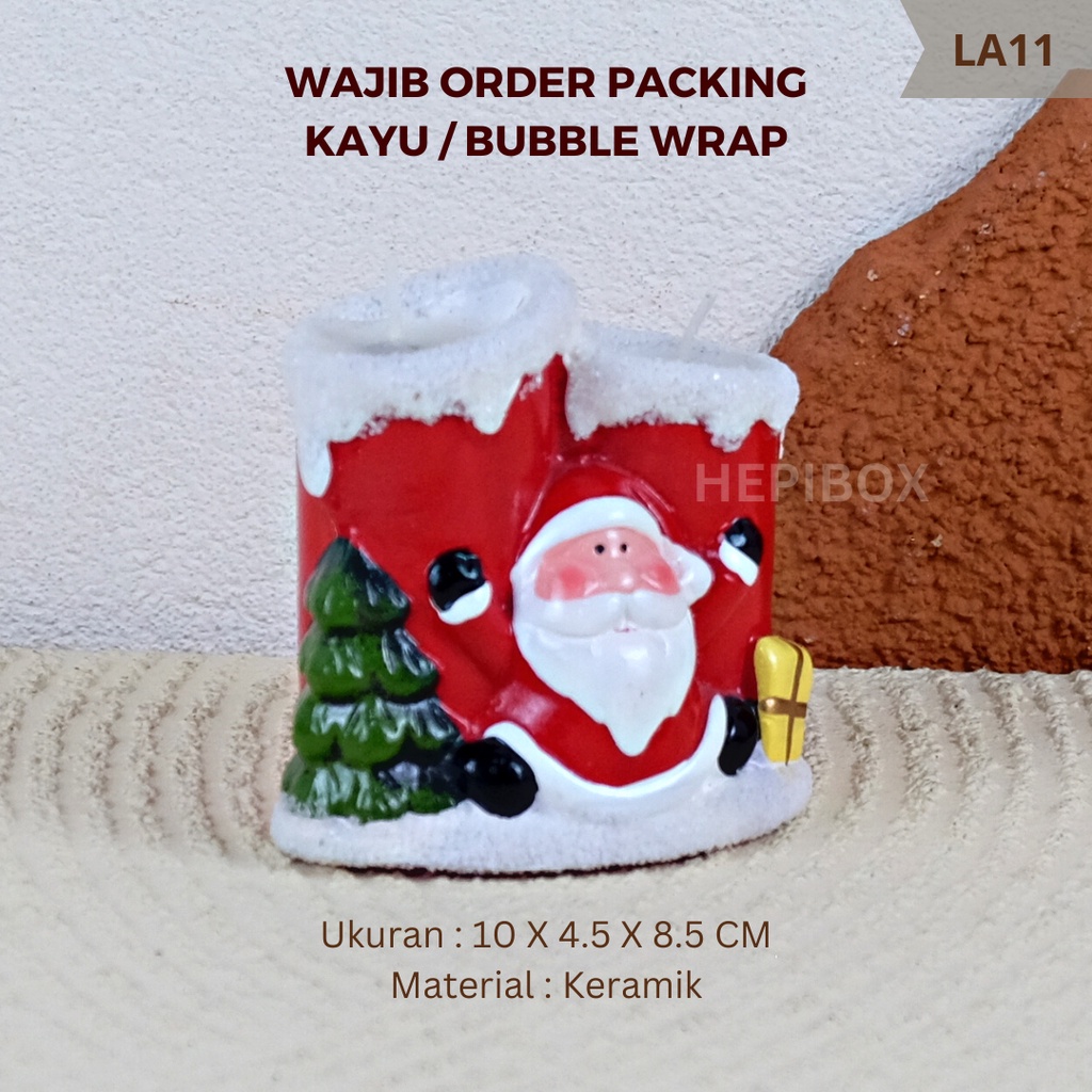Lilin Keramik - Lilin Motif Christmas - Gift Lilin Natal - Hampers Natal | LA11