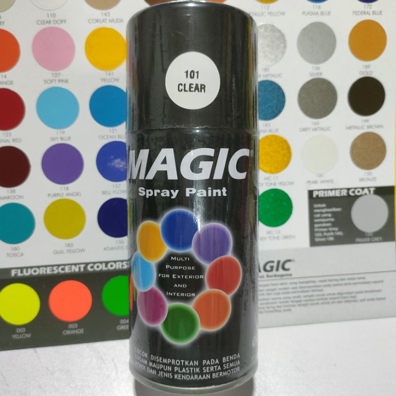 Cat Semprot Serbaguna Magic Pilox Pilok Magic 300cc Ready Berbagai Warna Metalic Doff Dop Glossy Metalik Mengkilap Hitam Putih Black Epoxy Silver Grey Abu Violet Merah Pink Ungu Hijau Biru Orange Candy Yellow Kuning Ukuran Besar 300 cc