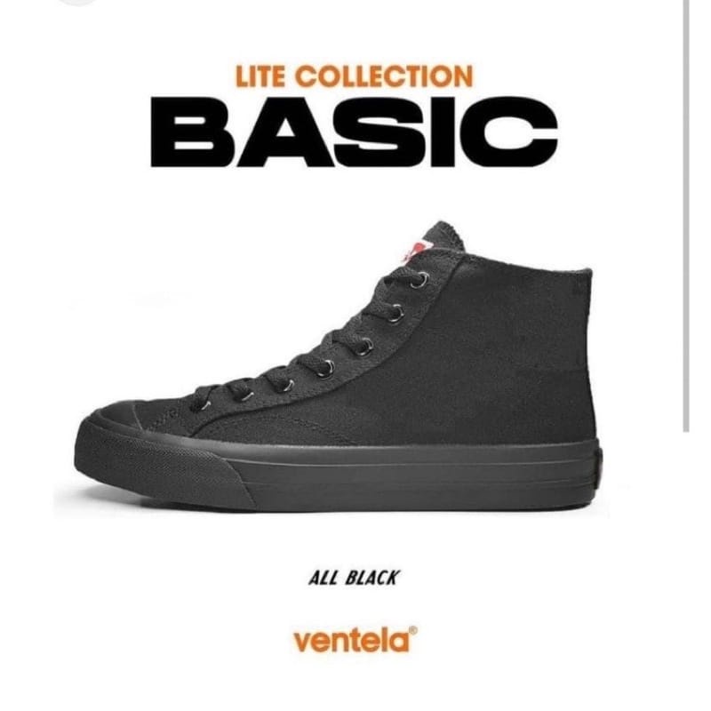 Sepatu Ventela Basic All Black High Original