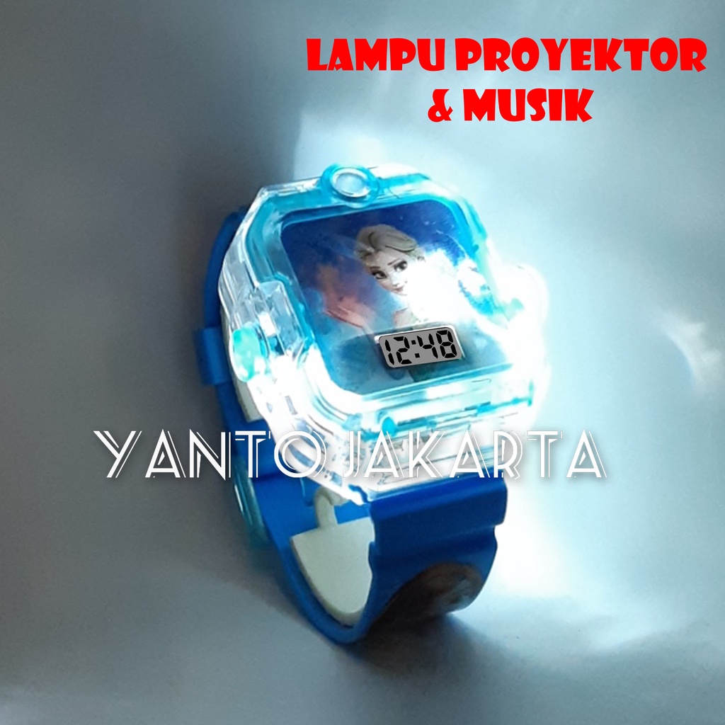 FROZEN JAM TANGAN ANAK PEREMPUAN LAMPU MUSIK PROYEKTOR