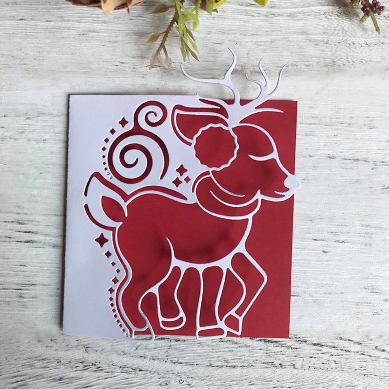 Cetakan Stensil Cutting Dies Motif Rusa Natal Bahan Metal Untuk Scrapbook / Craft DIY