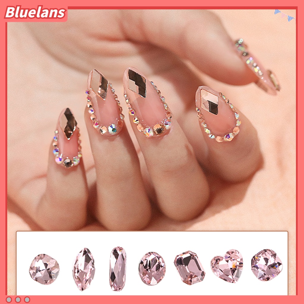 (In Stock) Kacamata Hitam Lensa Warna Warni ♡10pcs Kristal Imitasi Warna Pink Untuk Dekorasi Nail Art