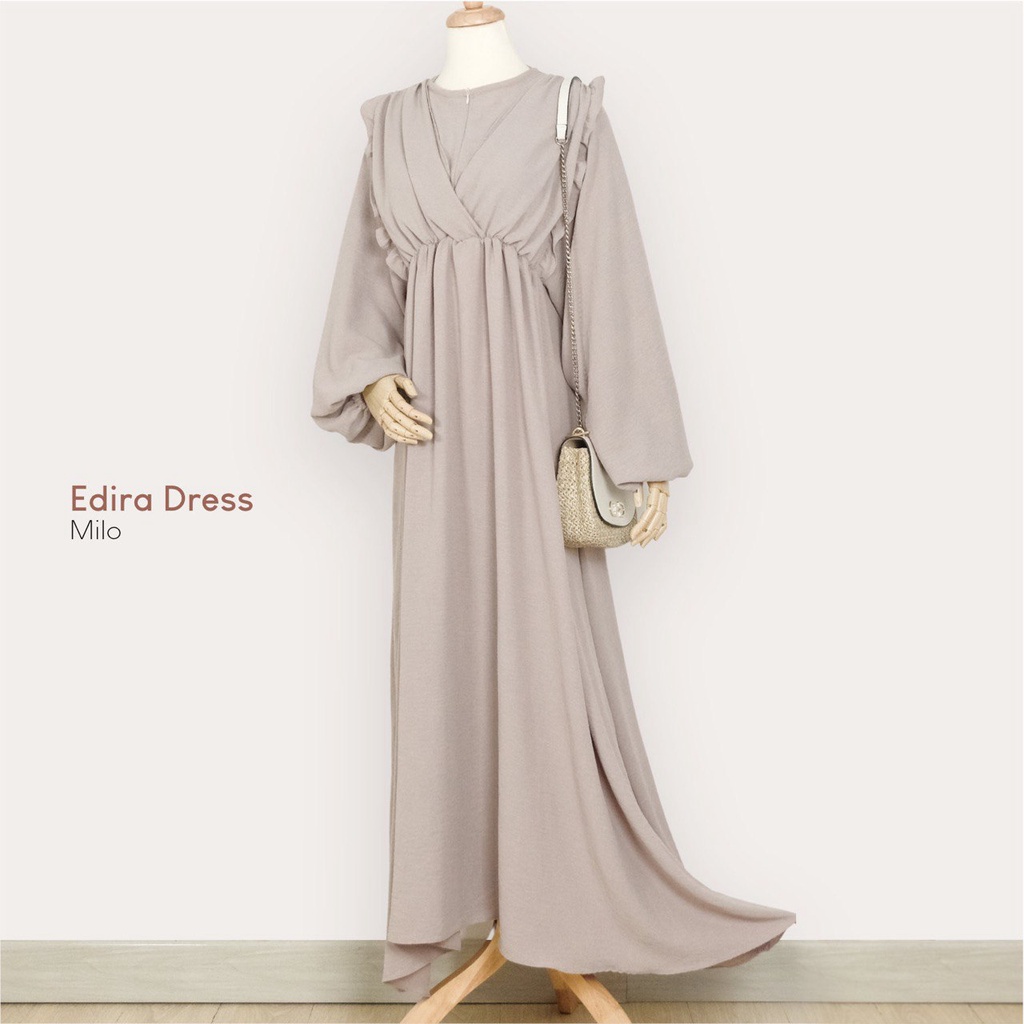 Mininos Edira Dress Gamis Crinkle Syari Remaja Muslimah Jumbo Oversize