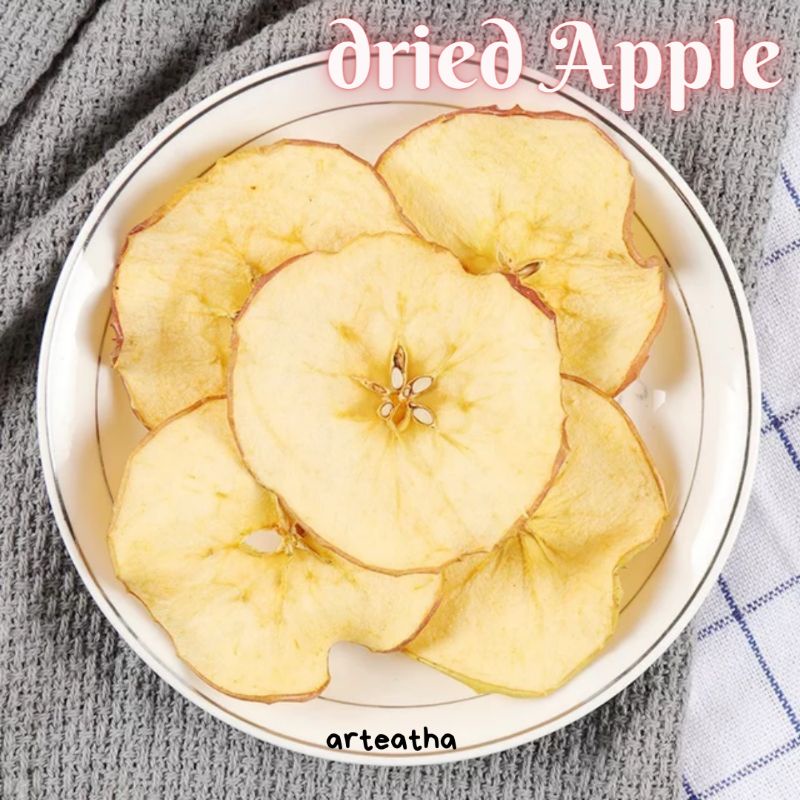 

Premium dehydrated apple slices/ dried apple / apel iris kering [garnish-tea-resin,snack](BUKAN KRIPIK/TIDAK KRIUK)