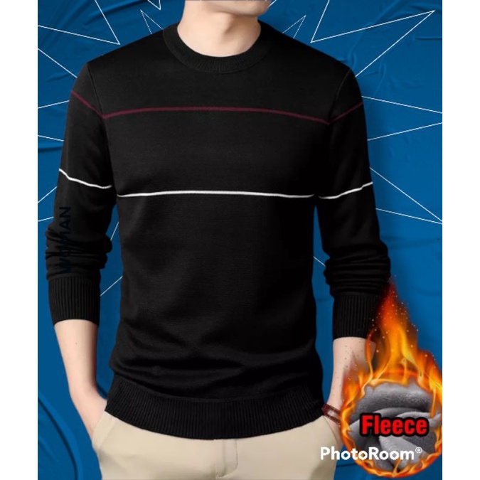 Sweater Hoodie Rajut Pria Strip