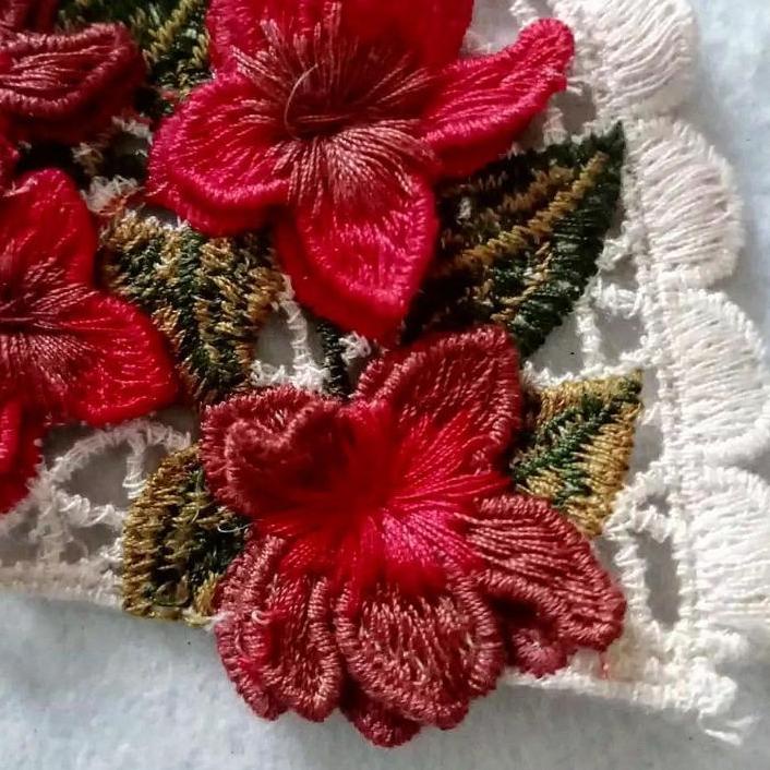 kerah bordir bunga rajut croschet